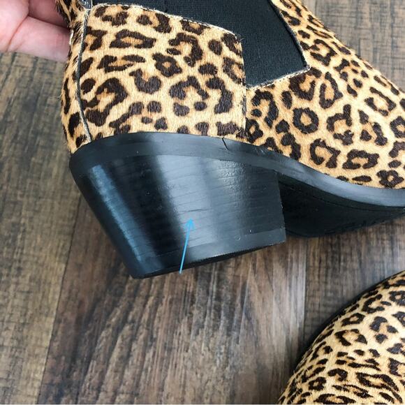 Cole Haan Leopard Print Ankle Boot Bold Neutral Dyed Calf Hair Size 5.5 Brown - Picture 9 of 15